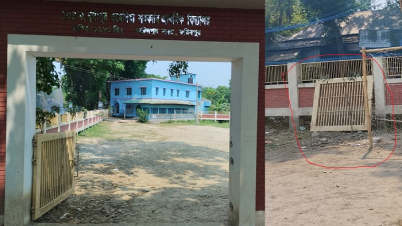 নির্মাণের ৪ মাসেই ভেঙ্গেছে স্কুলের গেট, ঠিক হয়নি ৬ মাসেও