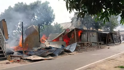 চোখের পলকে ৪টি দোকান পুড়ে ছাই